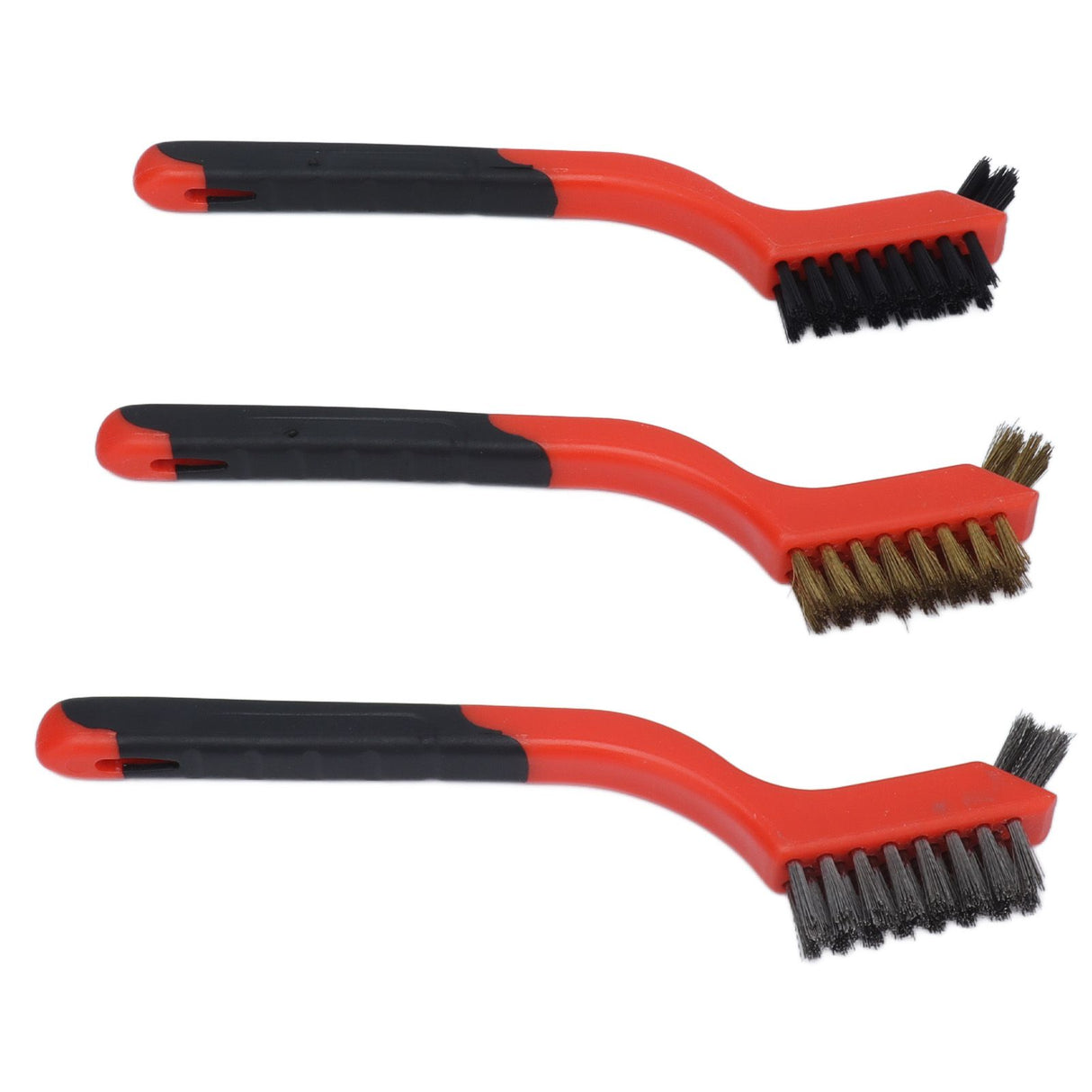 Wire Brush Set Brass Stainless Steel Bristles with Curved Handle Grip for Kitchen Gas Stove Range Hood
