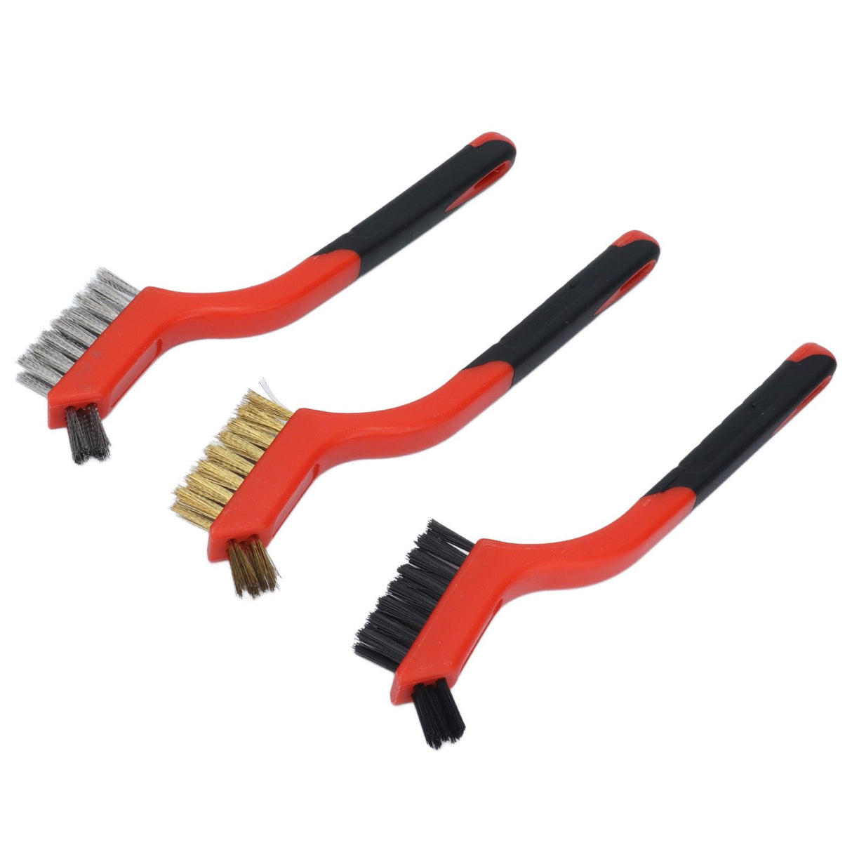 Wire Brush Set Brass Stainless Steel Bristles with Curved Handle Grip for Kitchen Gas Stove Range Hood
