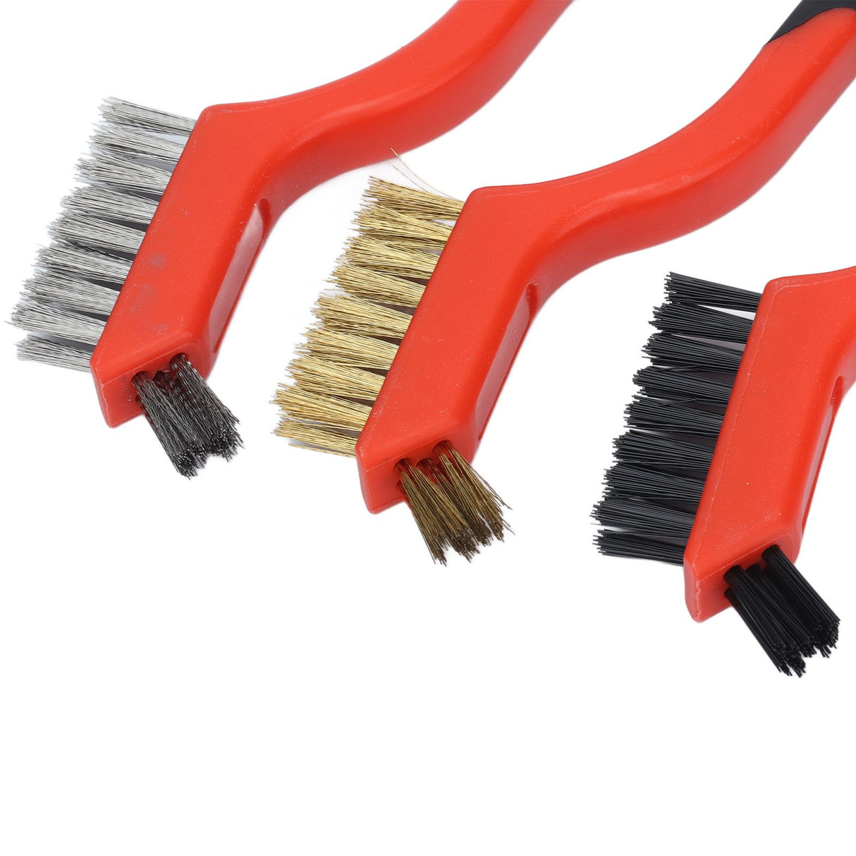Wire Brush Set Brass Stainless Steel Bristles with Curved Handle Grip for Kitchen Gas Stove Range Hood