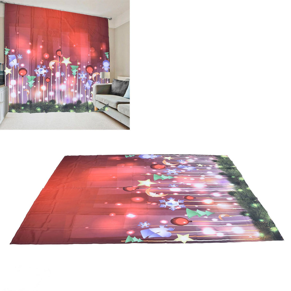 Christmas Curtains Personality Creativity 3D Digital Printing Blackout Waterproof Curtains150x166cm / 59.1x65.4in