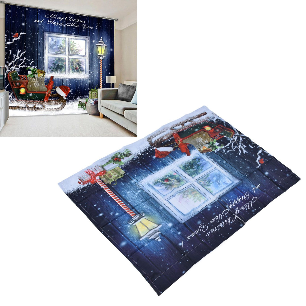 Christmas Style Curtain Personalized 3D Digital Printing Blackout Curtains Waterproof Cloth Shower Curtains150x166cm