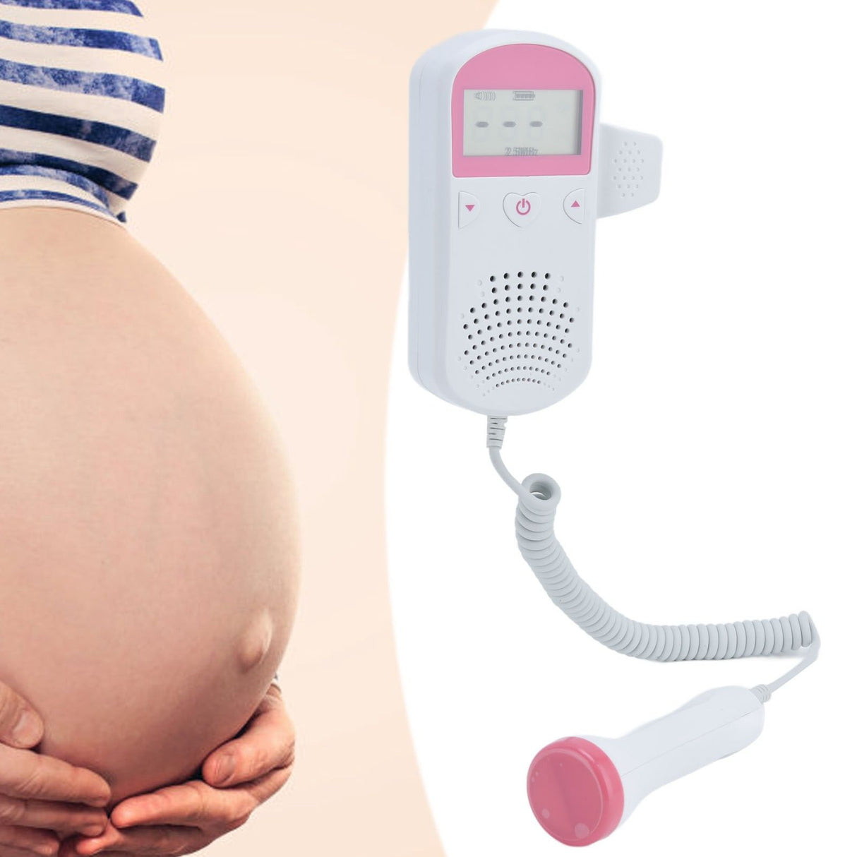 Fetal Doppler Heart Rata Monitor Portable Pregnancy Baby Heart Rate Monitor with LCD Display for Home
