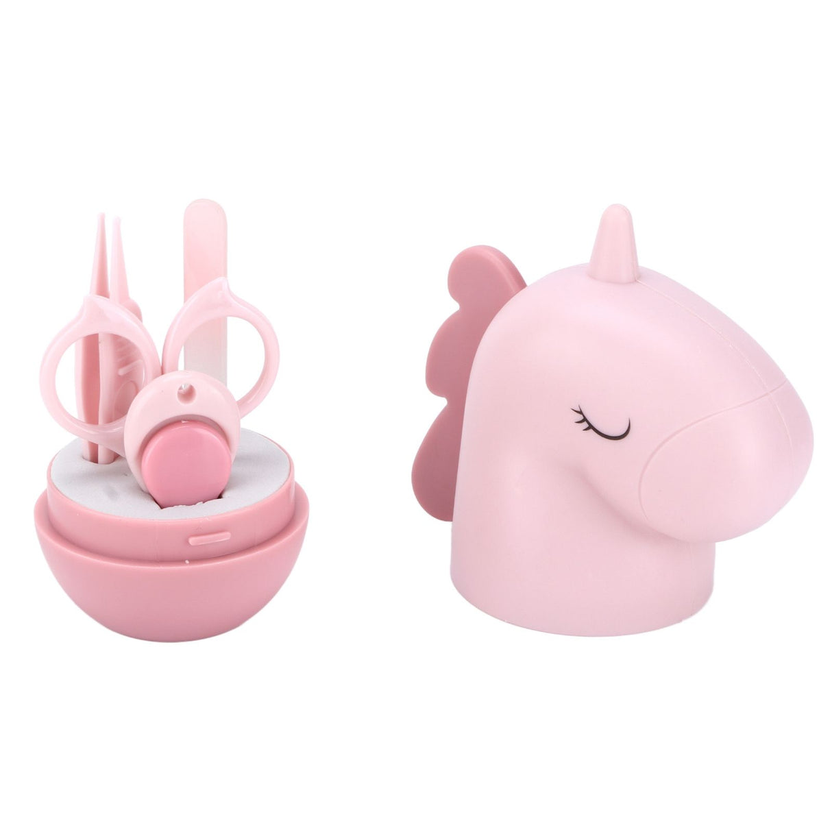 Nail Clippers Kit Cartoon Shape Stainless Steel Baby Nail Trimmer with Tweezers Nail File Storage Box for Baby Nail CarePink