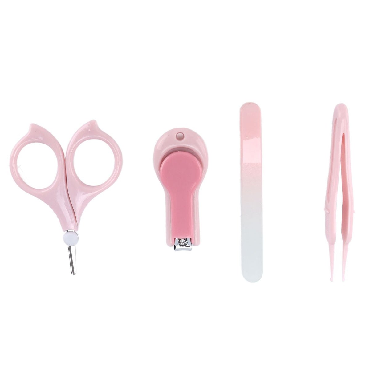 Nail Clippers Kit Cartoon Shape Stainless Steel Baby Nail Trimmer with Tweezers Nail File Storage Box for Baby Nail CarePink