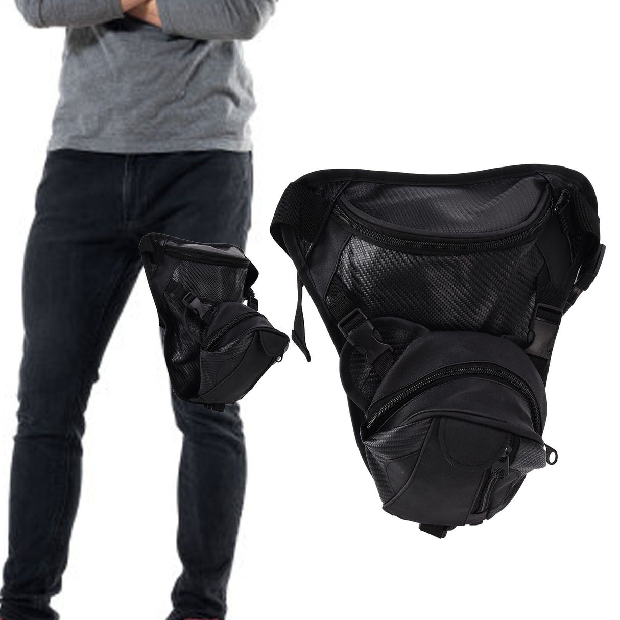 Men Leather Thigh Bag Multifunctional Drop Leg Bag Thigh Satchel for Bicycle Travel Hiking