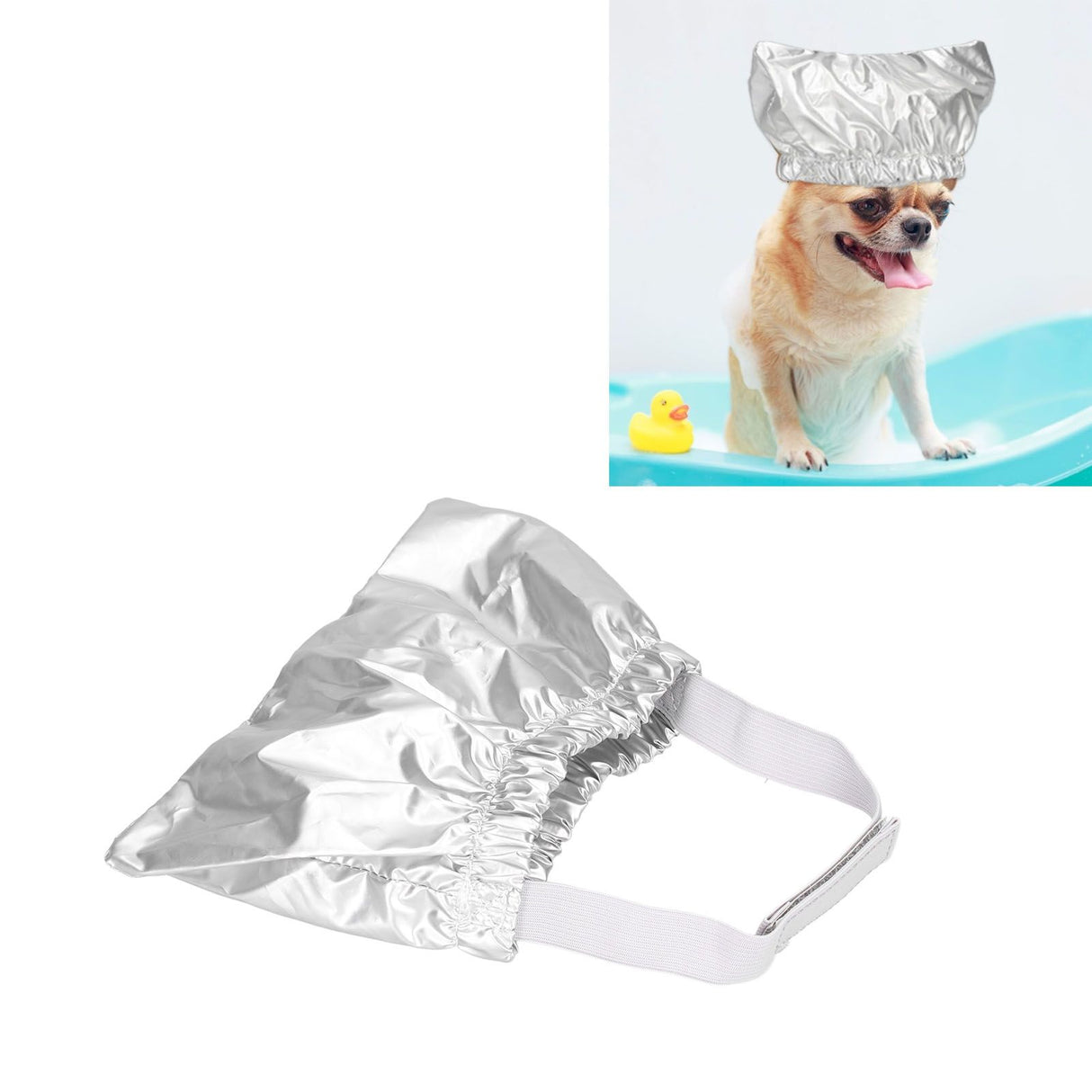 Cat Bathing Hat Waterproof Anti Ear Adjustable Breathable Polyester Pet Shower Hat for DogsSilver M