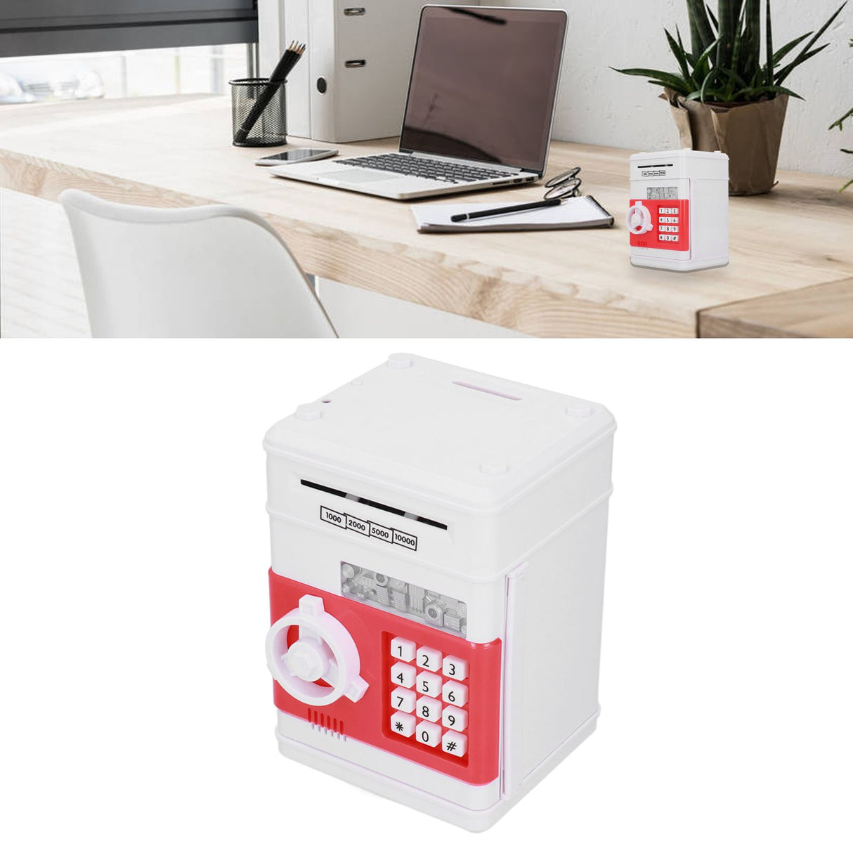 Electronic Money Saving Box ATM Password Cash Money Bank Security Lock Box for Children KidRed