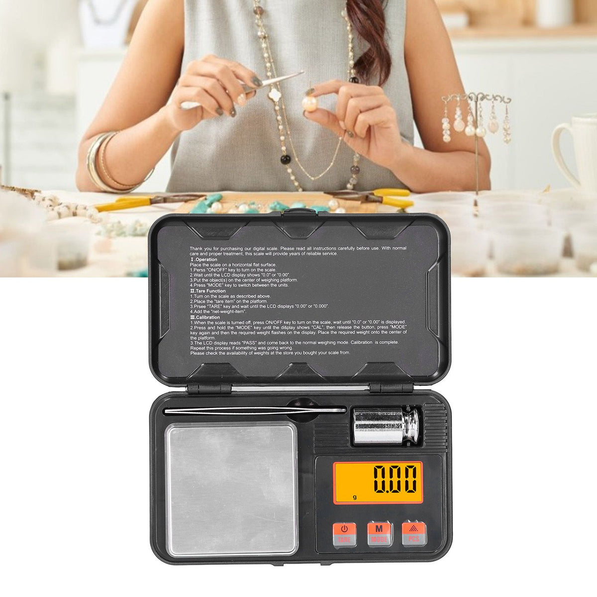 200g/0.01g Jewelry Scale LCD Display Mini Portable Electronic Balance Scale with Weight Tweezers