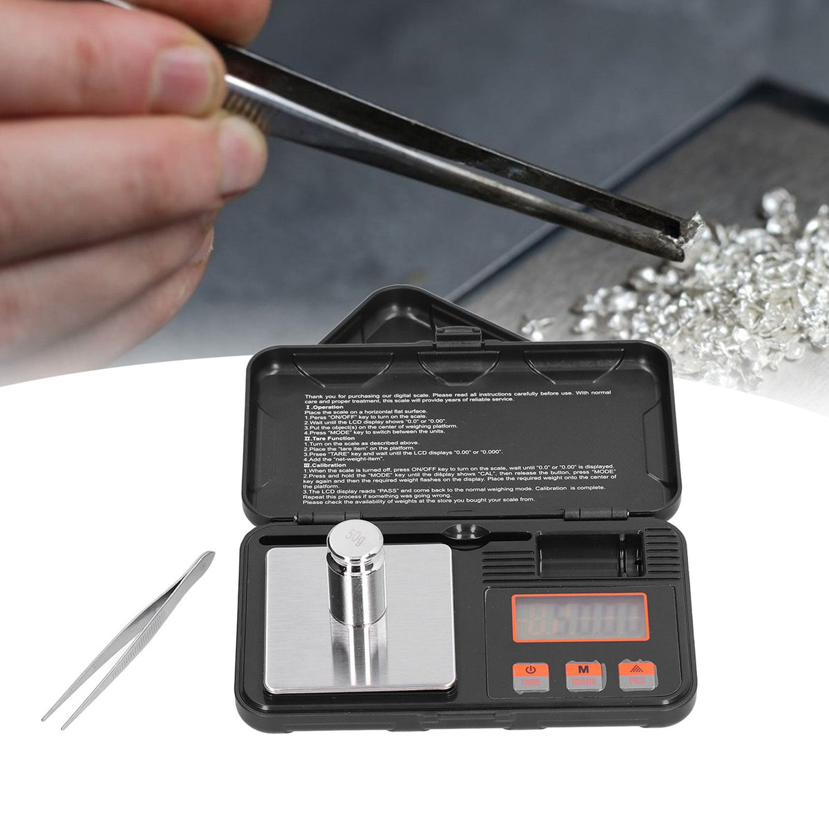 200g/0.01g Jewelry Scale LCD Display Mini Portable Electronic Balance Scale with Weight Tweezers