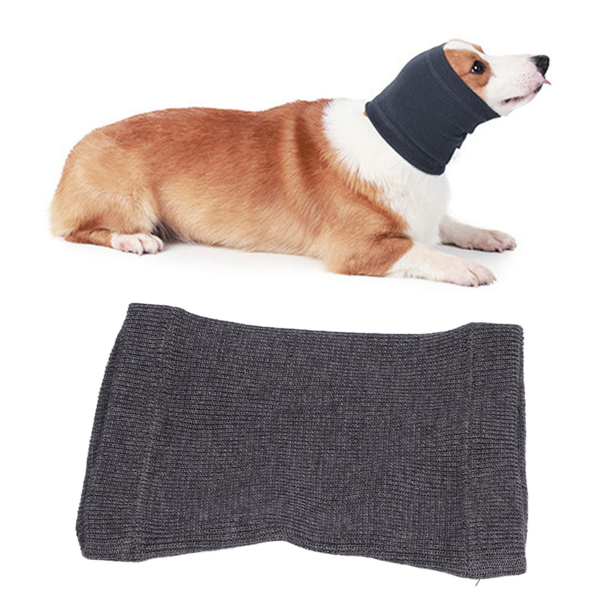 Dog Ears Cover Freeze Proof Elastic Polyester Puppy Neck Ear Warmer Hood Earmuffs for Winter Dog GroomingGrey S