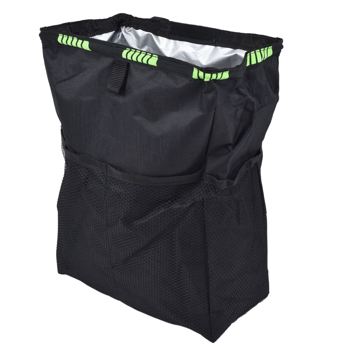 Car Garbage Storage Bag Waterproof Foldable Oxford Fabric Auto Litter Bin with Lid and Pockets Black