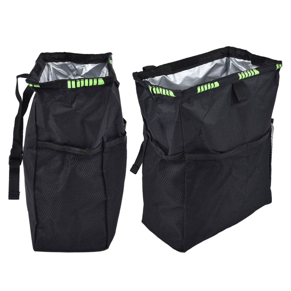 Car Garbage Storage Bag Waterproof Foldable Oxford Fabric Auto Litter Bin with Lid and Pockets Black