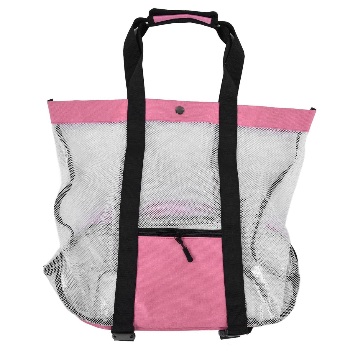 Beach Bags Mesh Cotton Oversized Storage Tote Bags for Beach Picnic Barbecue Camping Pink