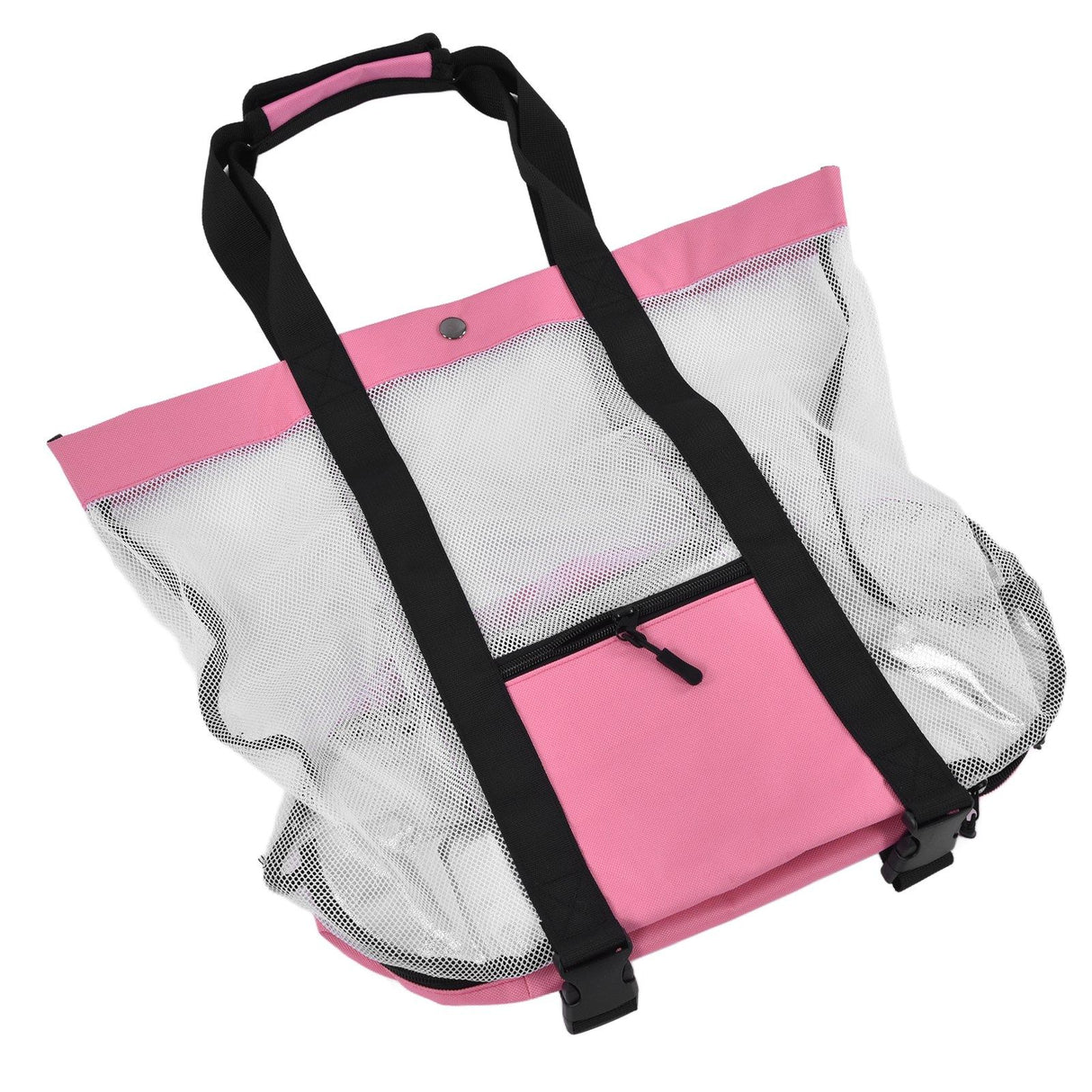 Beach Bags Mesh Cotton Oversized Storage Tote Bags for Beach Picnic Barbecue Camping Pink