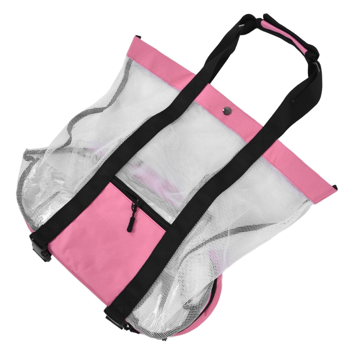 Beach Bags Mesh Cotton Oversized Storage Tote Bags for Beach Picnic Barbecue Camping Pink