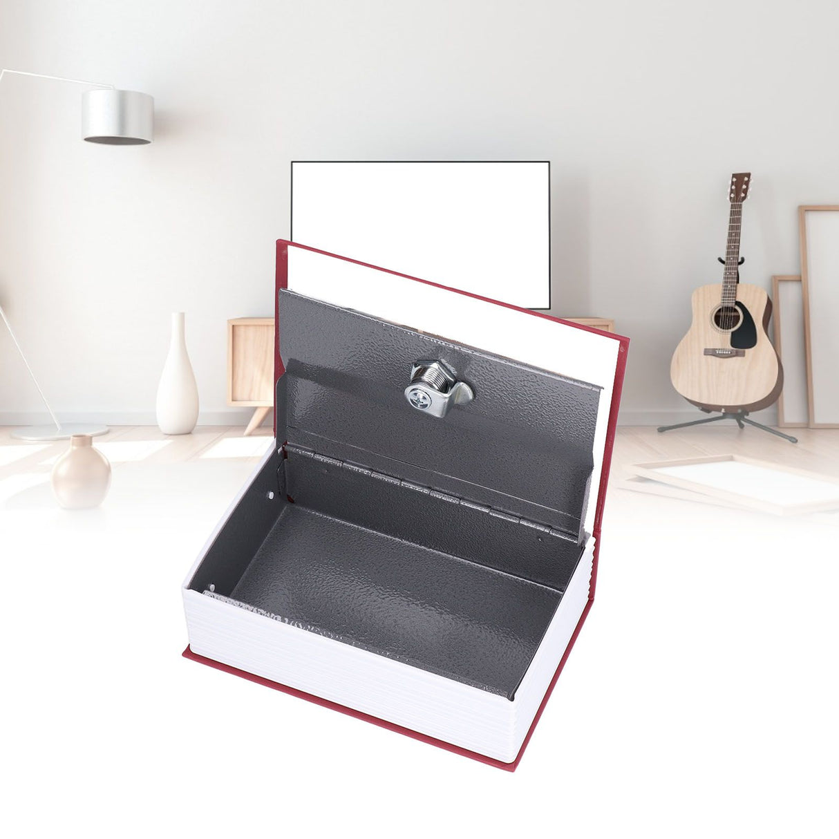 Safe Box Simulation Book Shape Decorative Storage Money Case for Bedroom Living Room OfficeRed