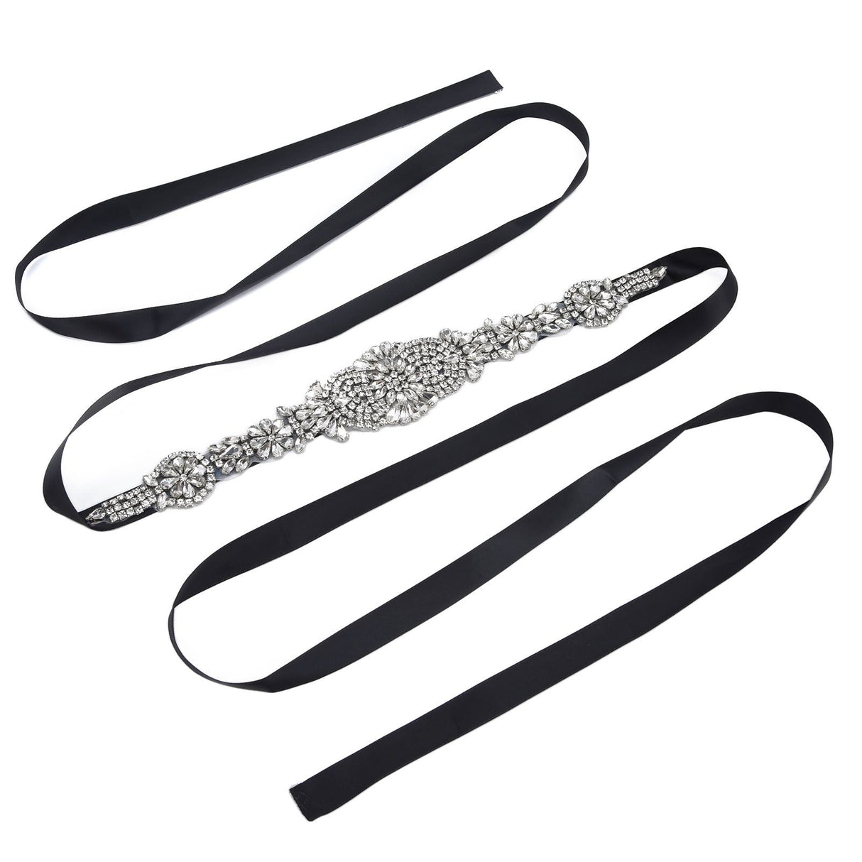 Rhinestone Wedding Dress Belt Elegant Waistbelt Clothes Accessories for Bride BridesmaidBlack
