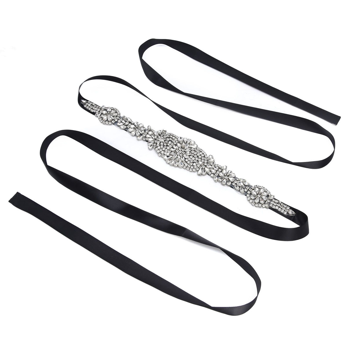 Rhinestone Wedding Dress Belt Elegant Waistbelt Clothes Accessories for Bride BridesmaidBlack