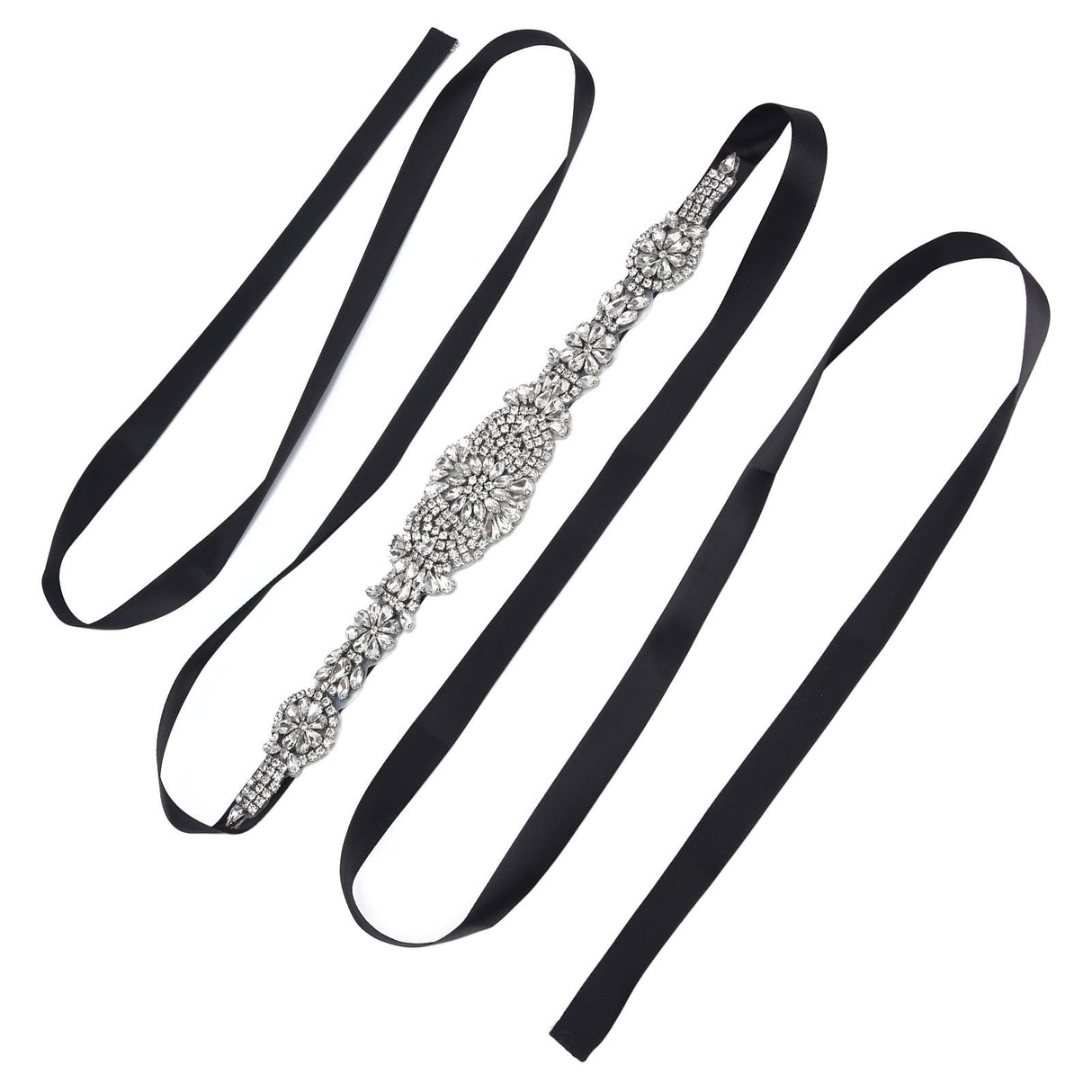 Rhinestone Wedding Dress Belt Elegant Waistbelt Clothes Accessories for Bride BridesmaidBlack