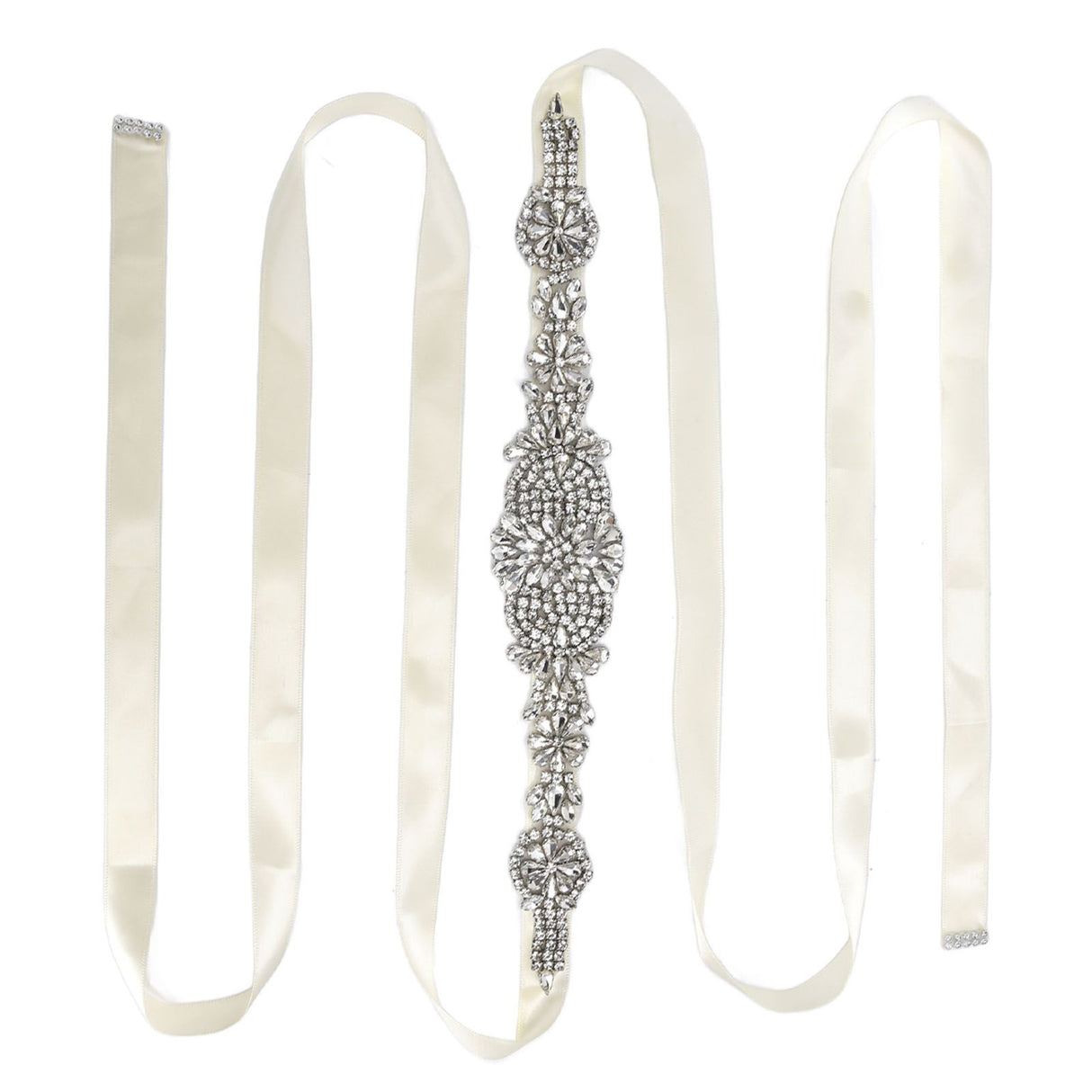 Rhinestone Wedding Dress Belt Elegant Waistbelt Clothes Accessories for Bride BridesmaidWhite