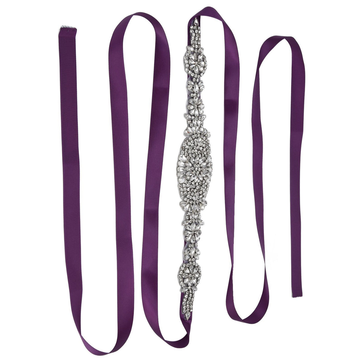 Rhinestone Wedding Dress Belt Elegant Waistbelt Clothes Accessories for Bride BridesmaidPurple