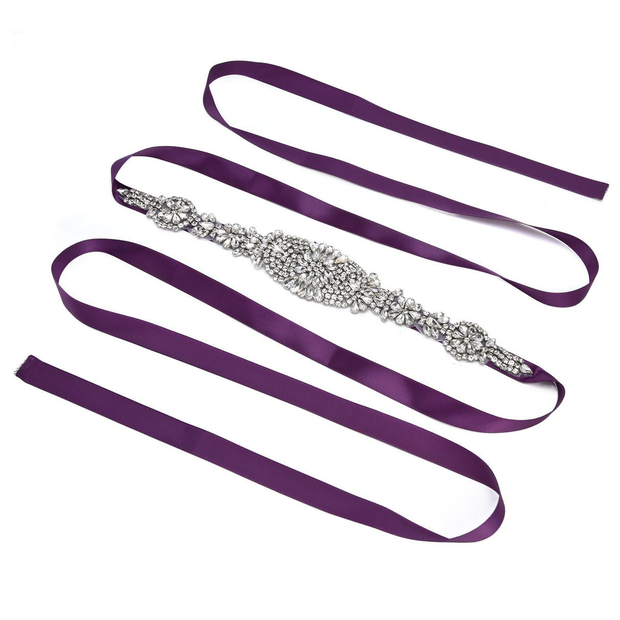 Rhinestone Wedding Dress Belt Elegant Waistbelt Clothes Accessories for Bride BridesmaidPurple