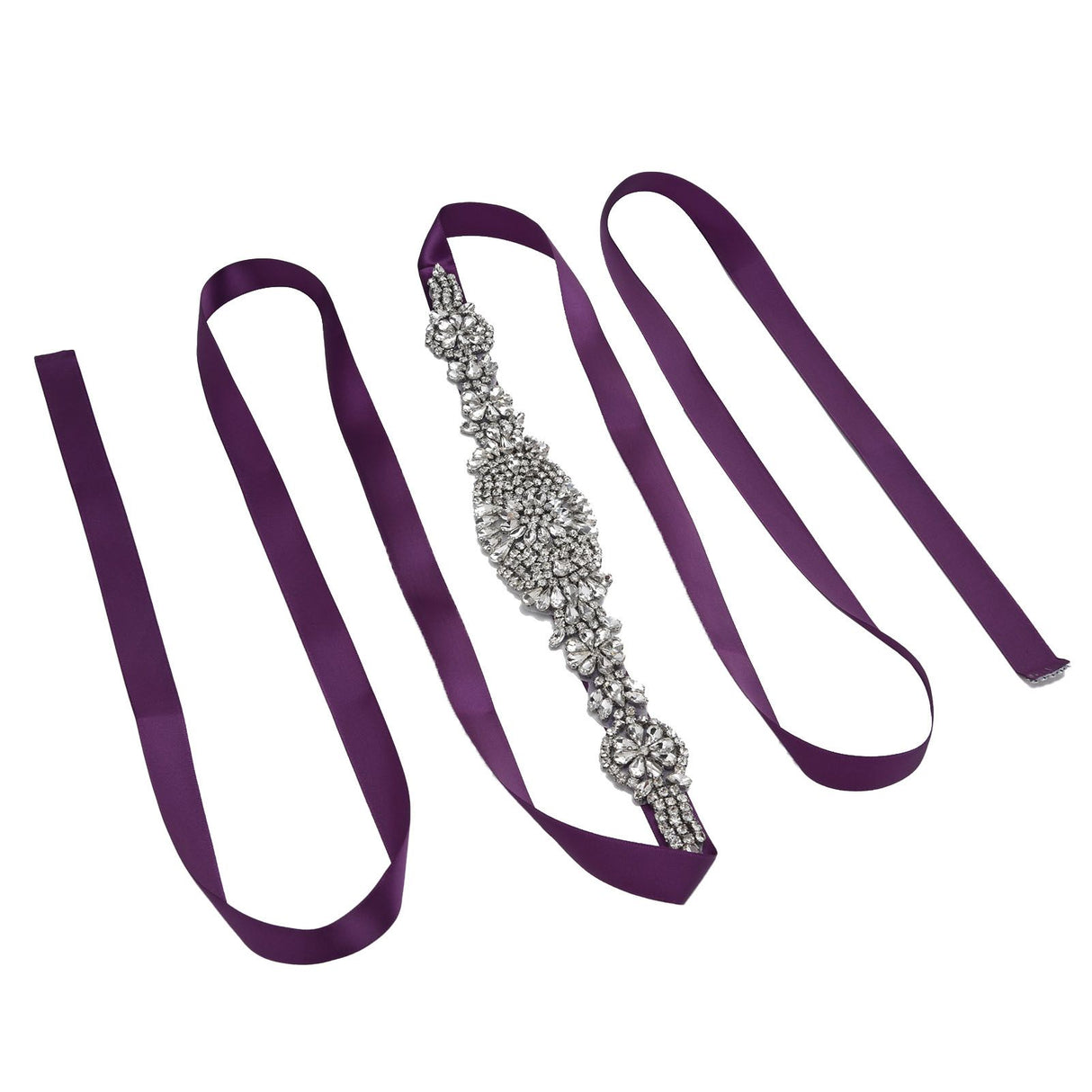 Rhinestone Wedding Dress Belt Elegant Waistbelt Clothes Accessories for Bride BridesmaidPurple