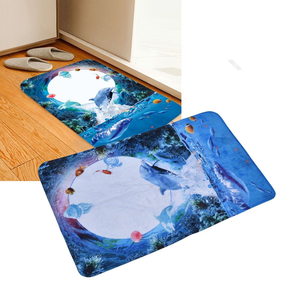 Home Floor Mat Flannel Corridor Carpet Anti Slip Mat Bathroom Kitchen Printed Carpet