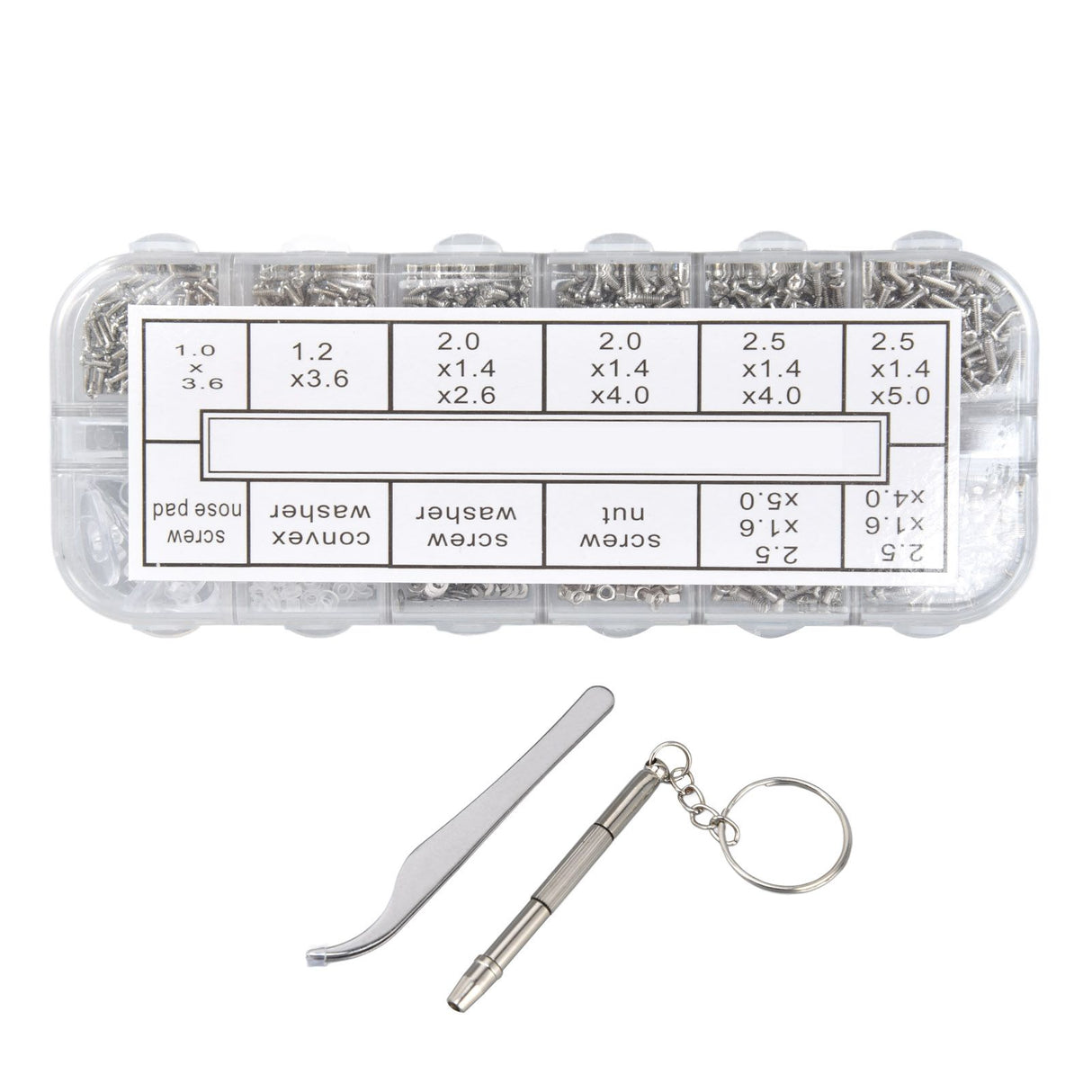 Glasses Repair Kit Eyeglass Screws Set with Nut Screwdriver Tweezer for Cellphone Tablet Watch Clock Glasses