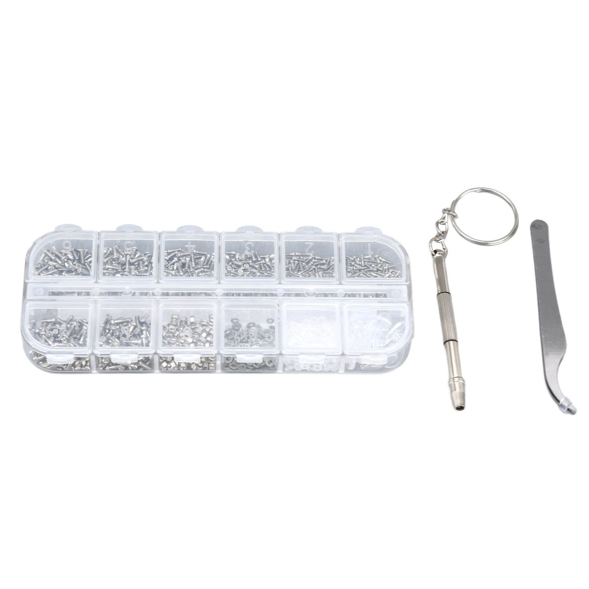 Glasses Repair Kit Eyeglass Screws Set with Nut Screwdriver Tweezer for Cellphone Tablet Watch Clock Glasses