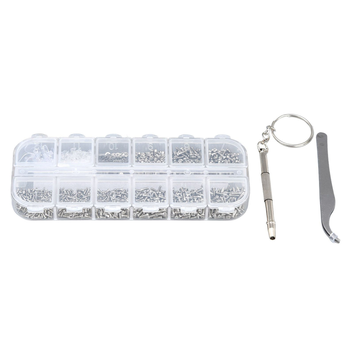 Glasses Repair Kit Eyeglass Screws Set with Nut Screwdriver Tweezer for Cellphone Tablet Watch Clock Glasses