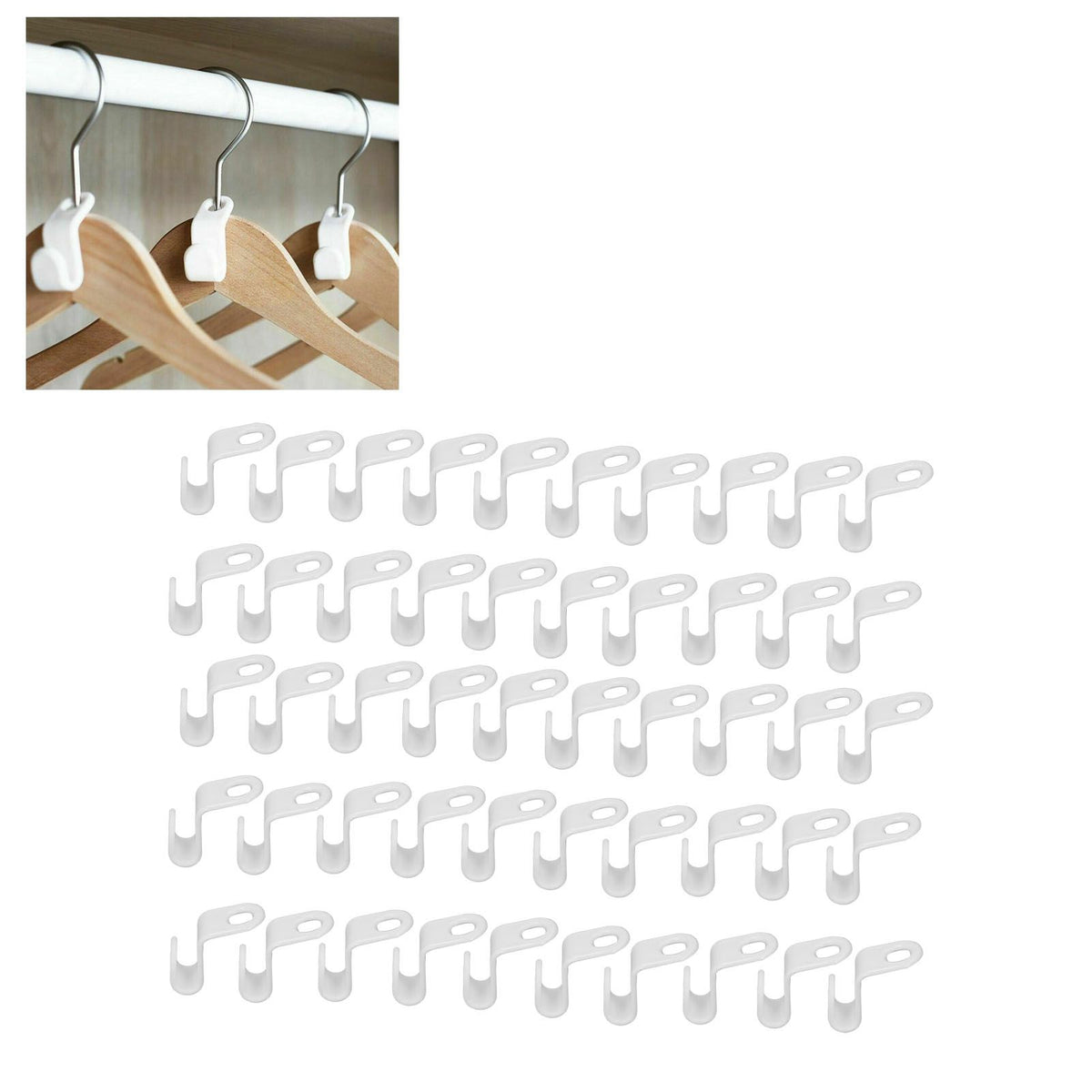 50Pcs Clothes Hanger Hook Strong Odorless Light Weight White Thickened Hanger Connection Hook