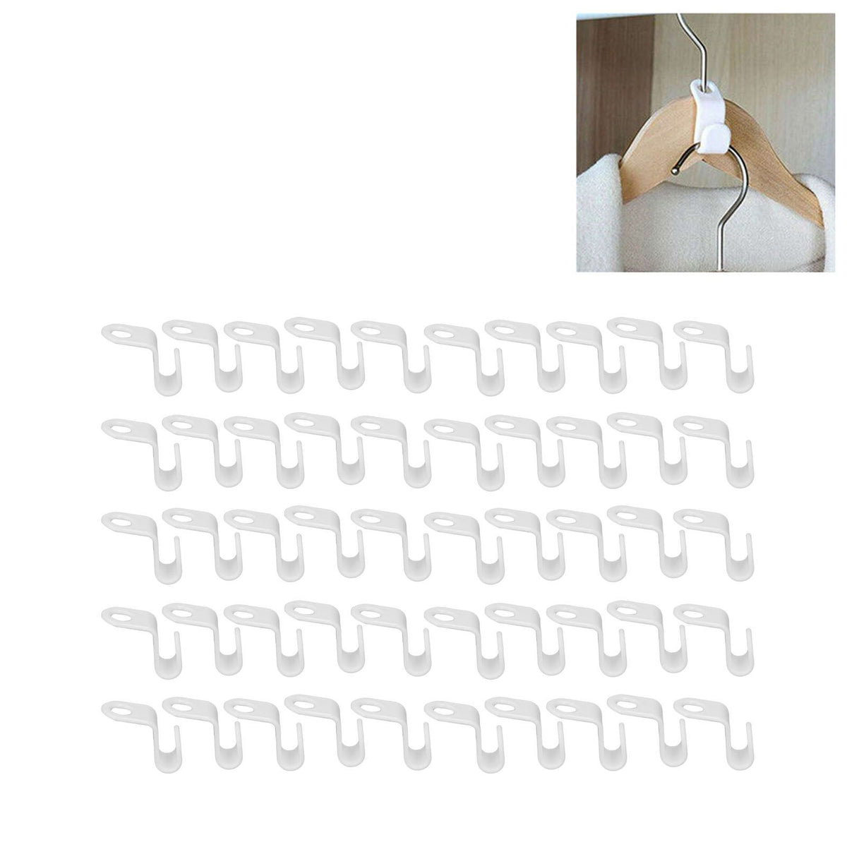 50Pcs Clothes Hanger Hook Strong Odorless Light Weight White Thickened Hanger Connection Hook
