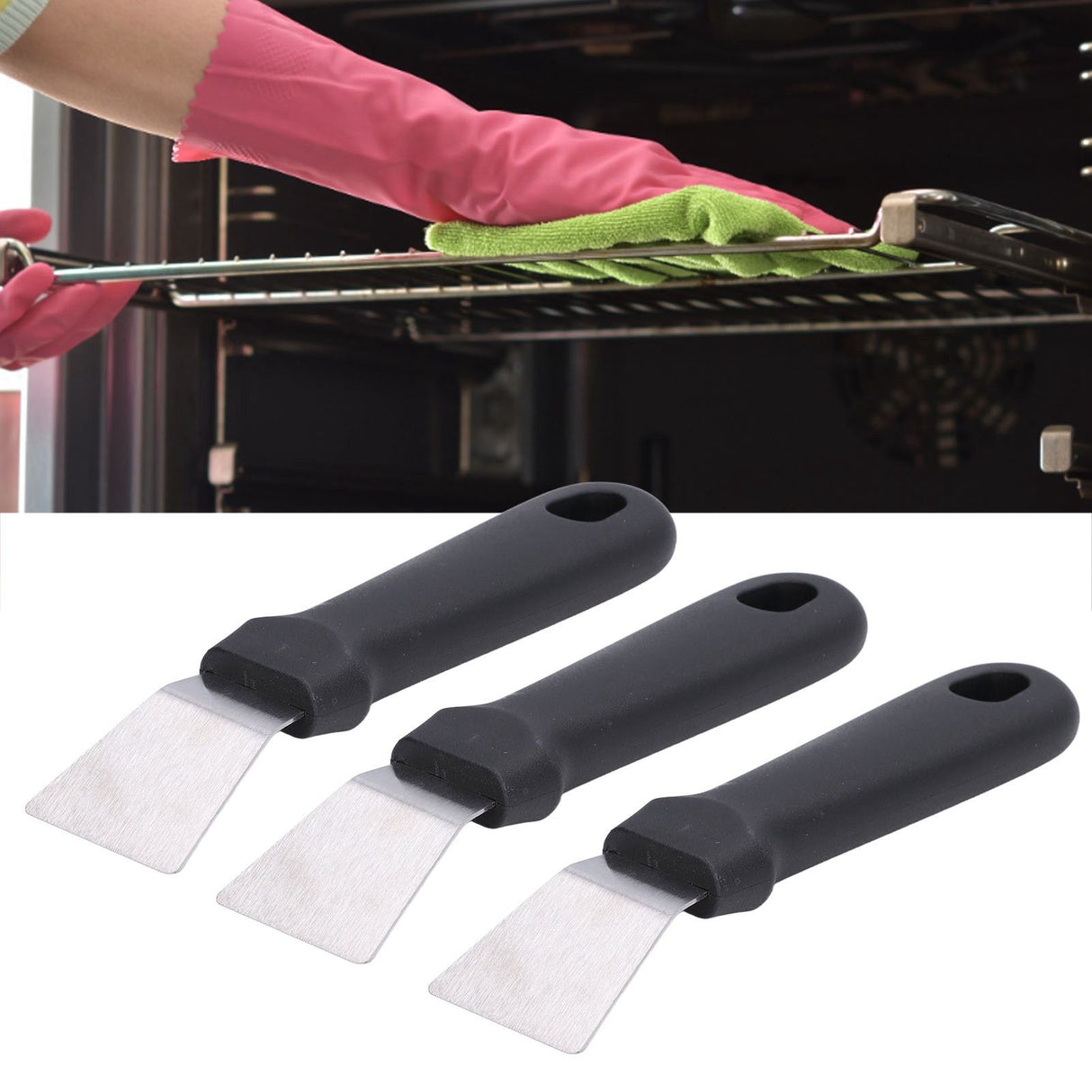 10Pcs Defrosting Shovel Efficient Cleaning Anti Slip Handle Hanging Hole Ice Scraper Deicing Tool for KitchenBlack