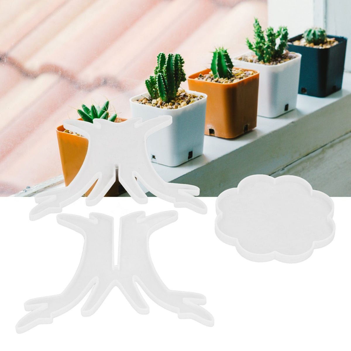3Pcs DIY Flower Pot Shelf Mold Easy Demoulding Soft Good Toughness Irregular Branches Flower Pot Shelf Mold for DIYBranch 60‑730