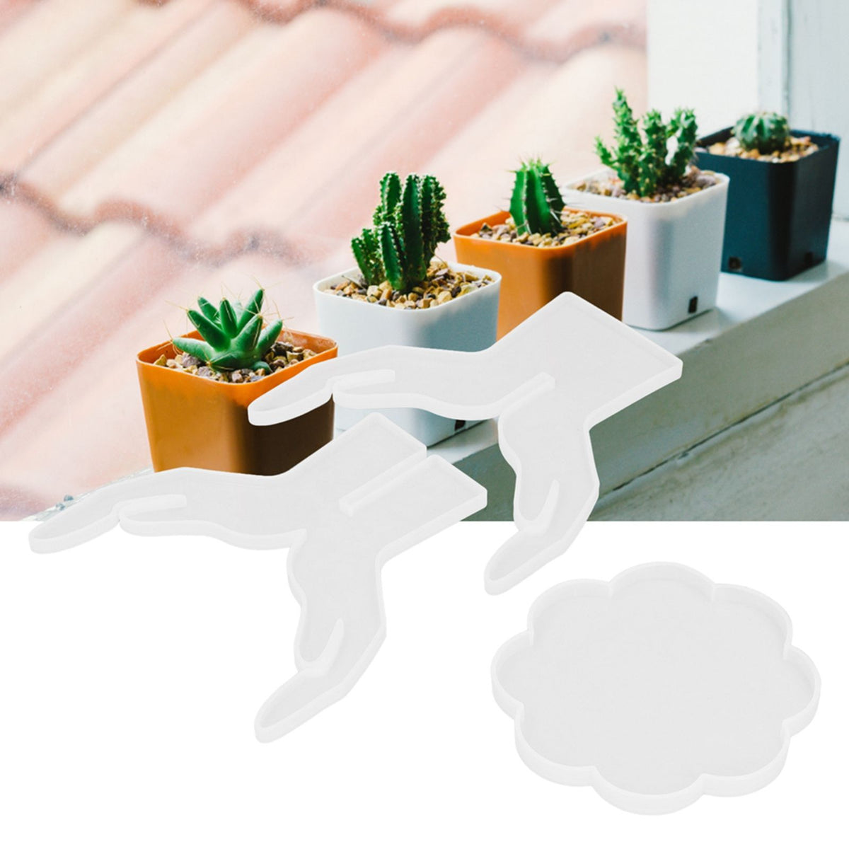 3Pcs DIY Flower Pot Shelf Mold Easy Demoulding Soft Good Toughness Irregular Branches Flower Pot Shelf Mold for DIYHand Flat Pad 60‑742