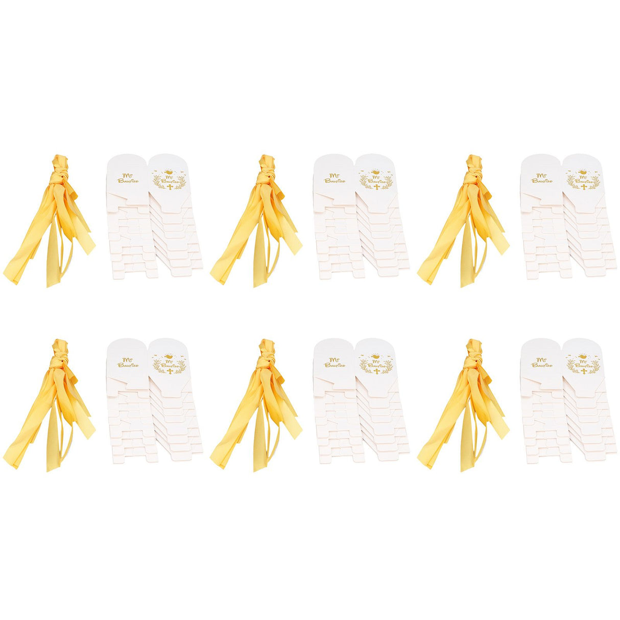 50pcs Party Favor Boxes Paper Material Mi Bautizo Pattern Equipped Gold Ribbon White Wedding Gift Boxes for Party