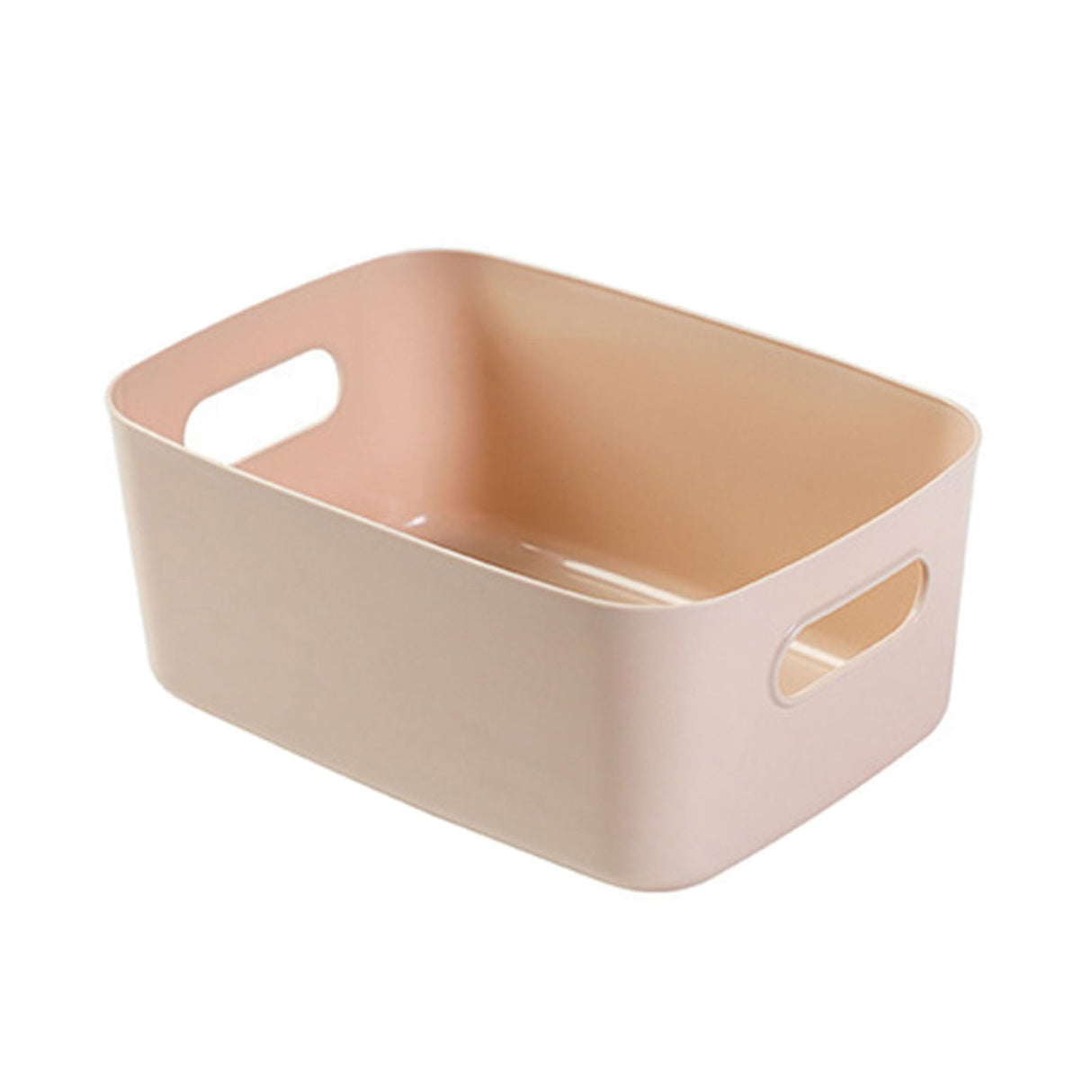 Desktop Storage Basket PP Cosmetic Storages Box Desktops Sundries Organizer with Handle for HouseholdMedium Apricot