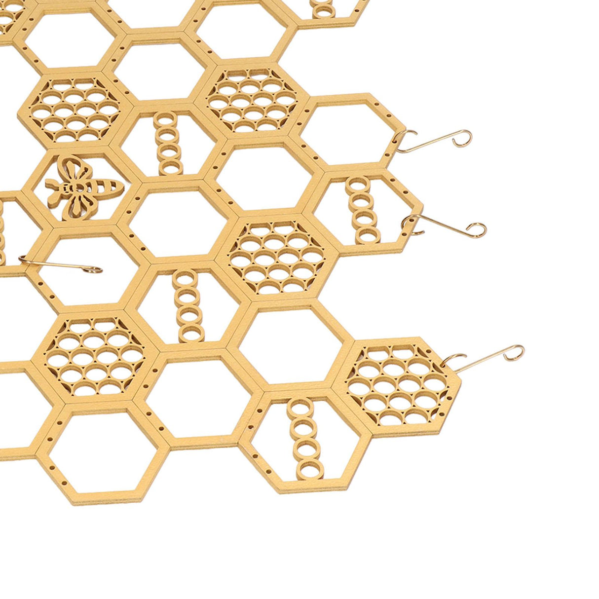 Ear Stud Display Rack Poplar Material Golden Beehive Type Space Saving Durable Earring Jewelry Storage Rack
