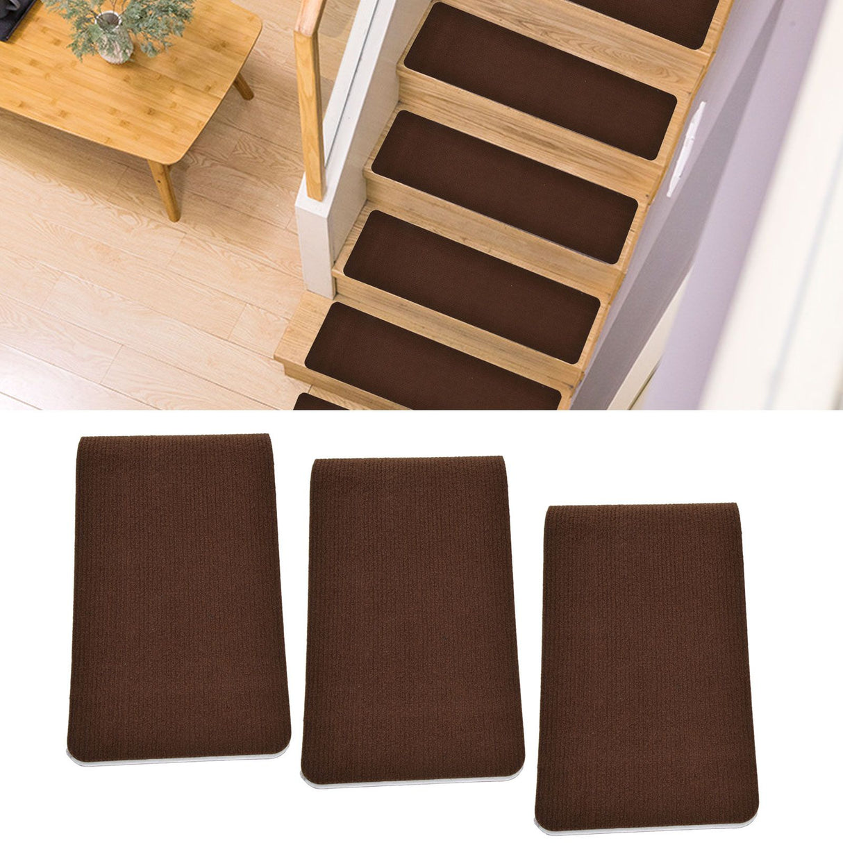 15Pcs Stair Treads 8x30in Anti Skid Polyester Fiber High Safety Easy Installation Durable Low Noise Stair Treads Carpet