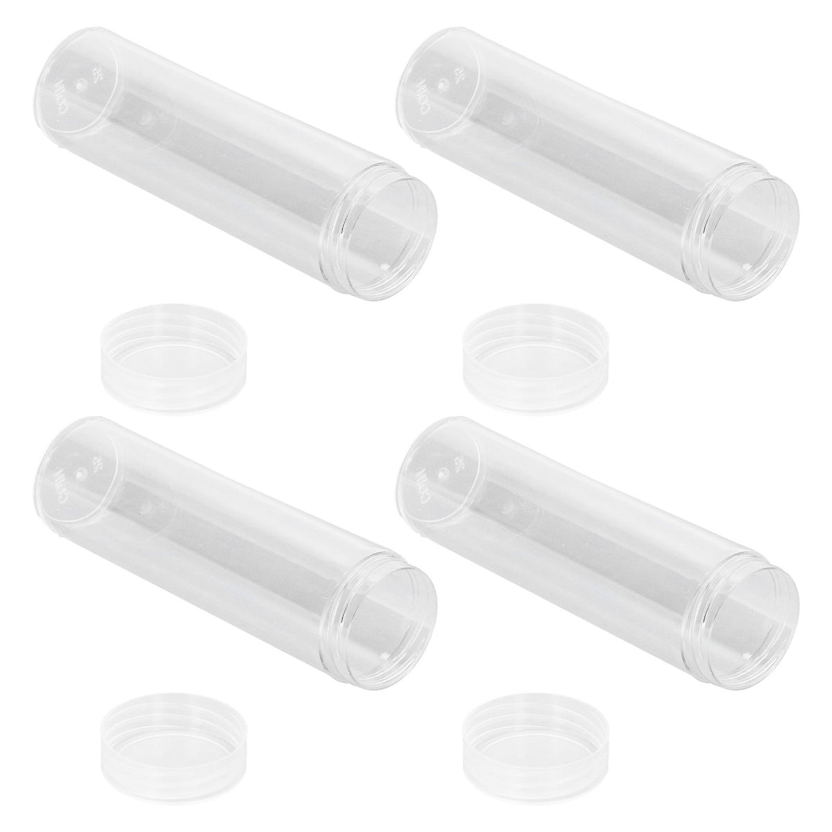 Round Clear Coin Tube Plastic Coin Storage Tubes with Cushion Sponge for 25mm / 0.98in Coins Collection