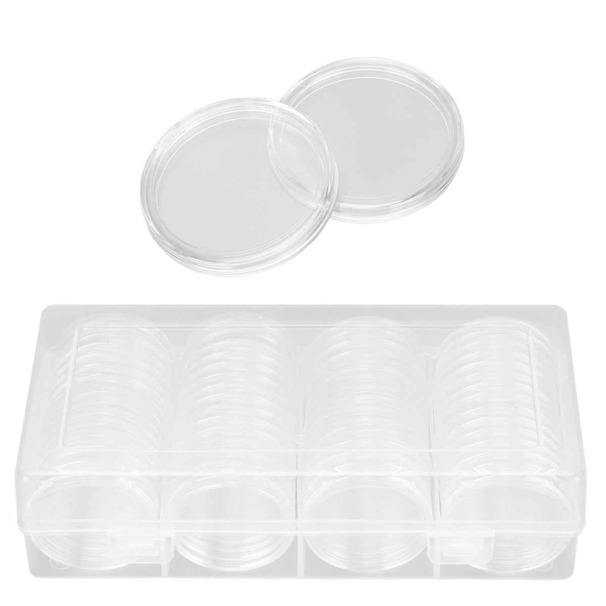 Clear Coin Storage Box 60 Pieces 41mm Coin Capsules Coin Collection Container Box for Coin Collector