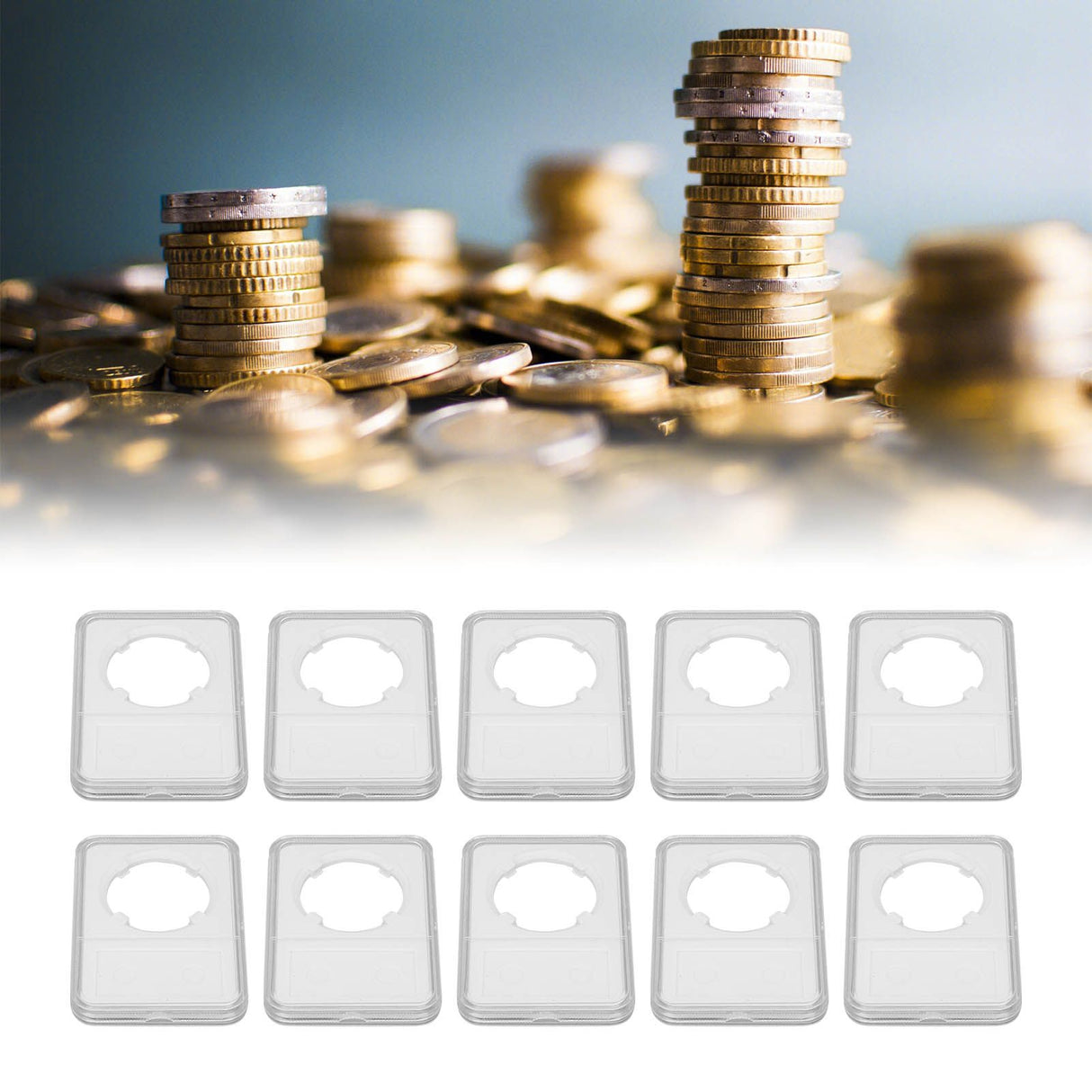 10PCS Coin Holder Transparent Design Wear Resistant Environmental Coin Protective Box for Coin Collection