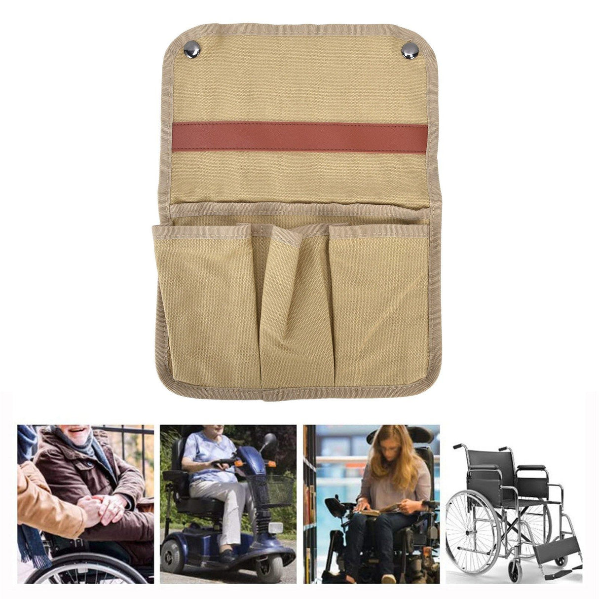Camping Chair Armrest Storage Bag Large Capacity Multiple Pockets Portable Chair Hanging Storage Bag for Outdoor BeachKhaki