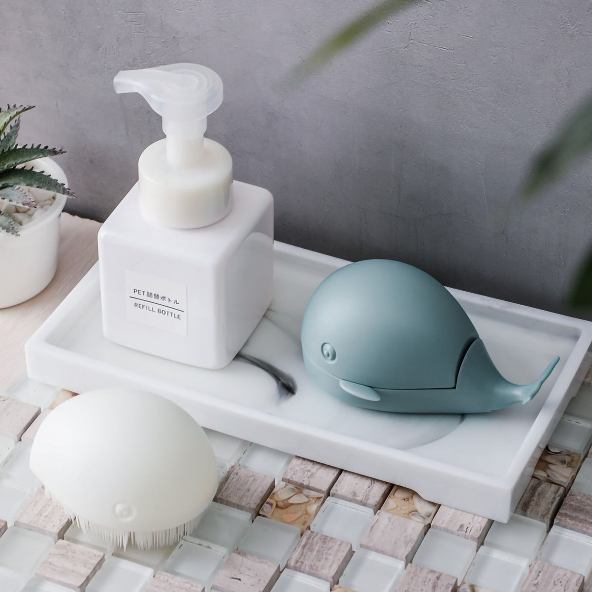 Clothes Cleaning Brush Soft Bristles Cute Whale Shape Portable Shoes Scrubbing Brush for Home TravelWhite