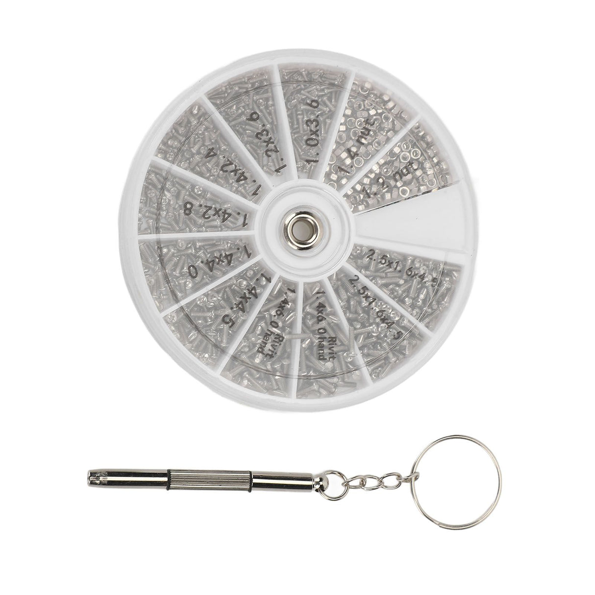 Screw Nut Assortment Kit 600pcs Watch Glasses Small Screw Nut Repair Kit with Screwdriver M1M1.2 M1.4 M1.6
