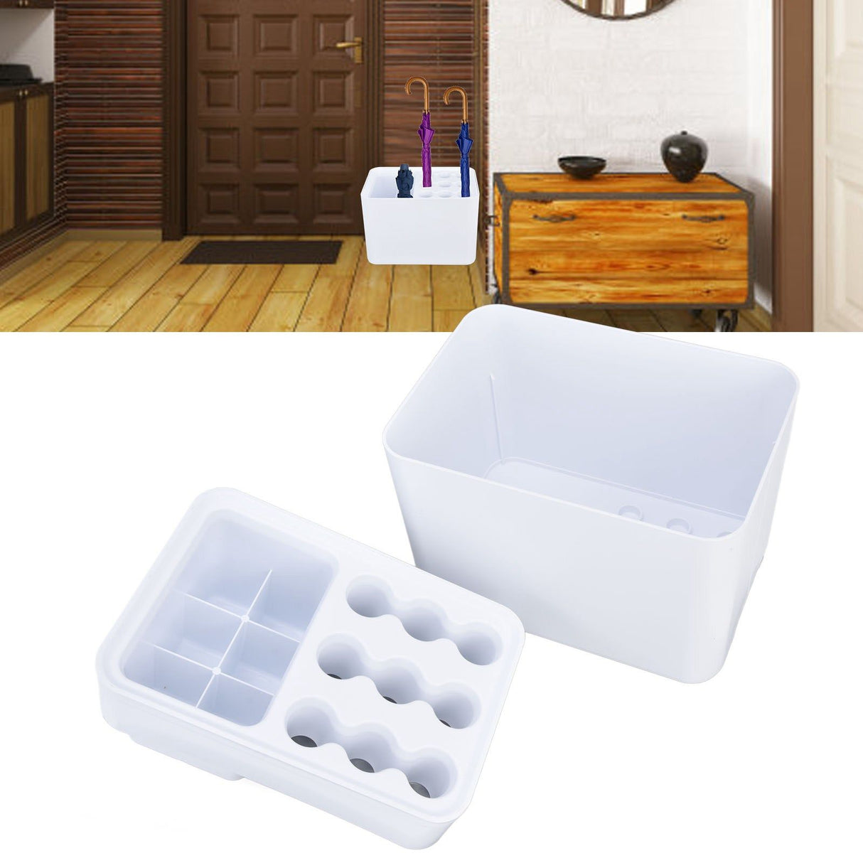 Umbrella Bucket Stable Chassis Anti Slip Indoor Space Saving Umbrella Holder with Drip Tray for Home Office Hotel Bars