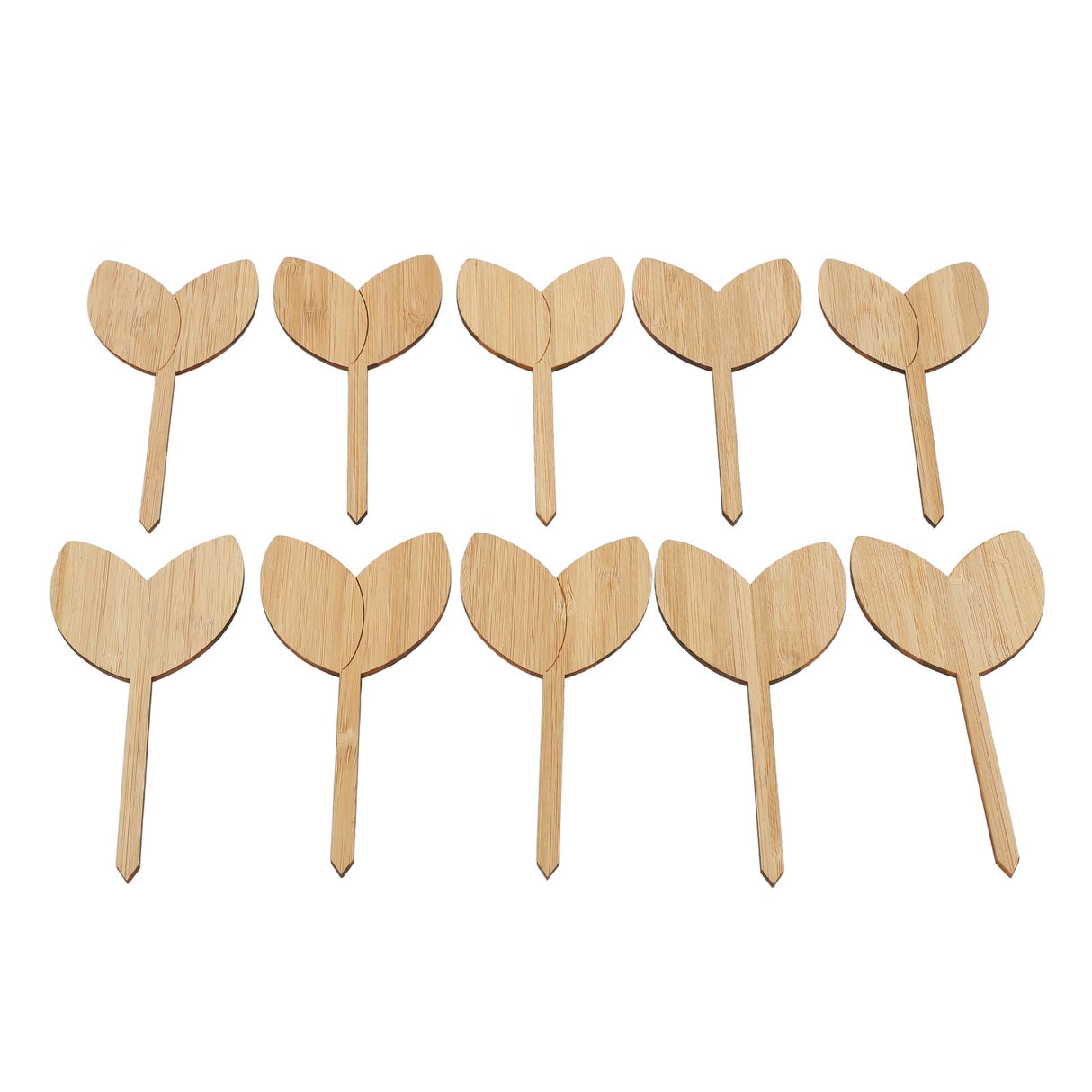 10pcs Plant Labels Bamboo Material Easy Writing 1/8 in Thickness Decorative Garden Markers for GardenerLeaf Shape