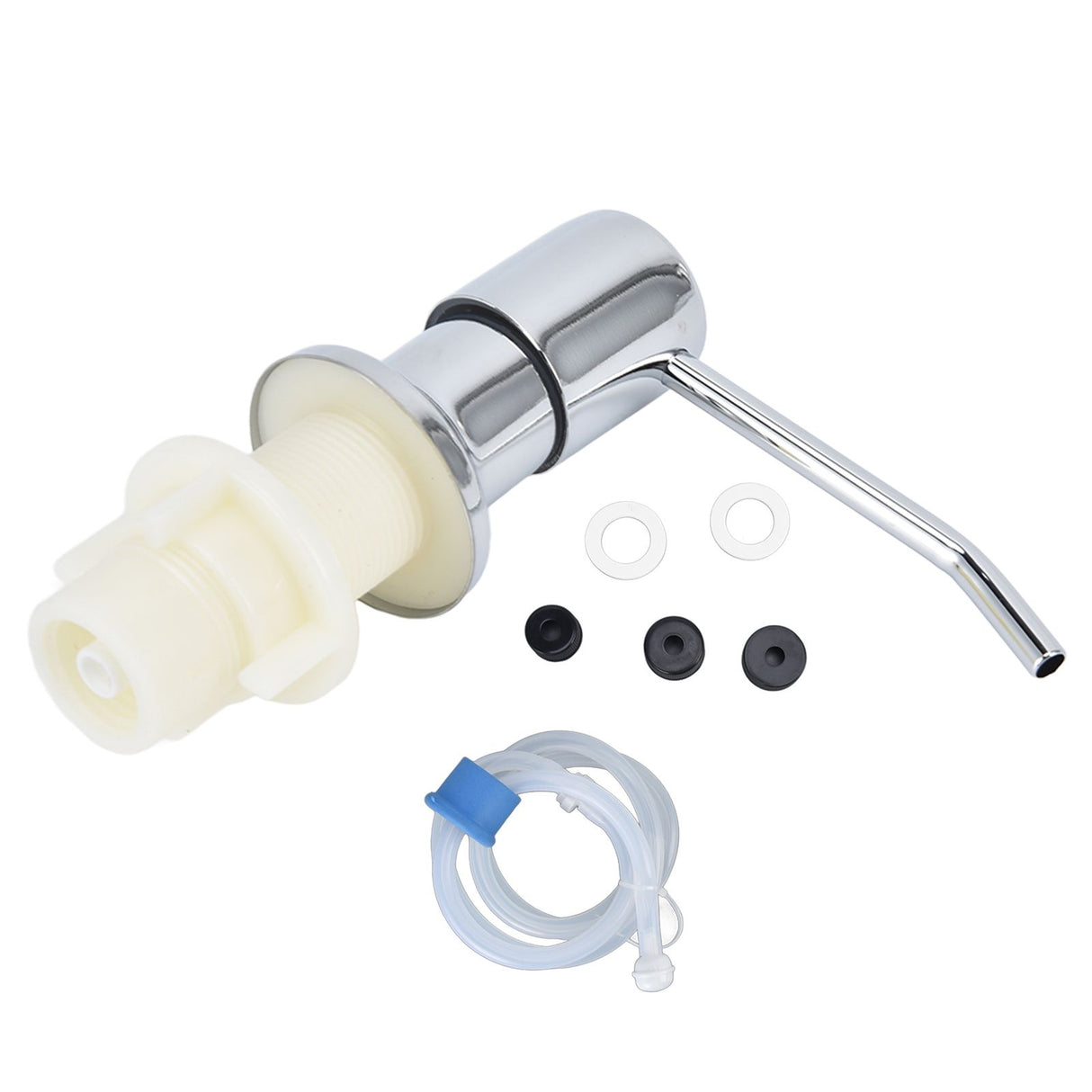 Sink Soap Dispenser Kit with Silicone Tube Stainless Steel Electroplating Sink Liquid Pump Head for Kitchen