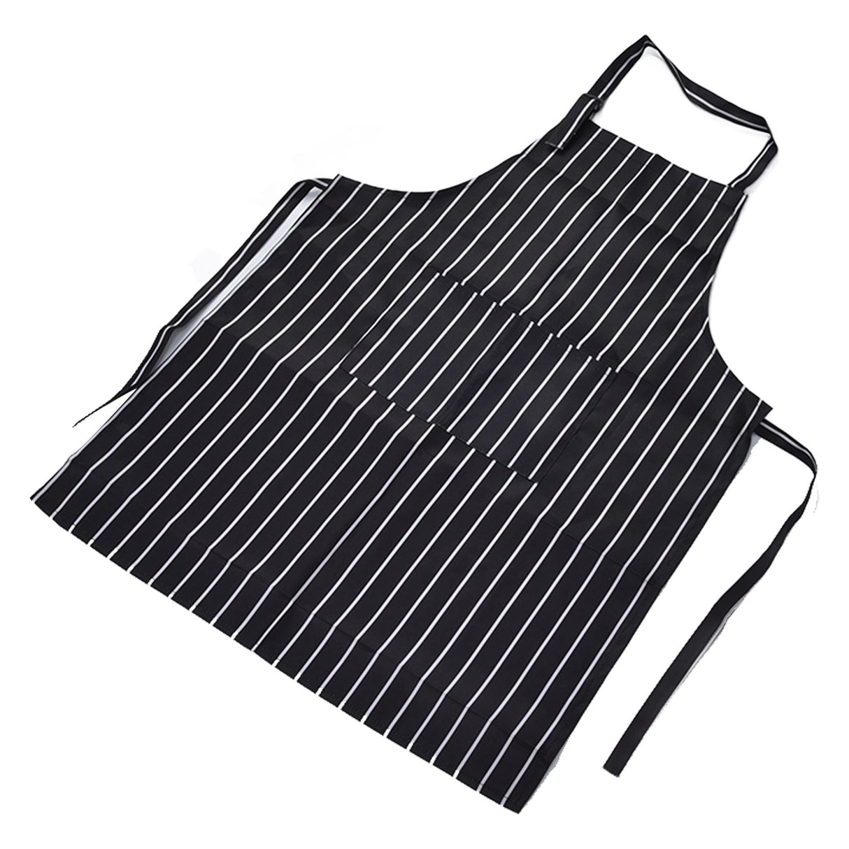 Bib Apron Waterproof Adjustable Kitchen Cooking Aprons with Dual Pockets for Kitchens Restaurants BakersBlack and White Bars
